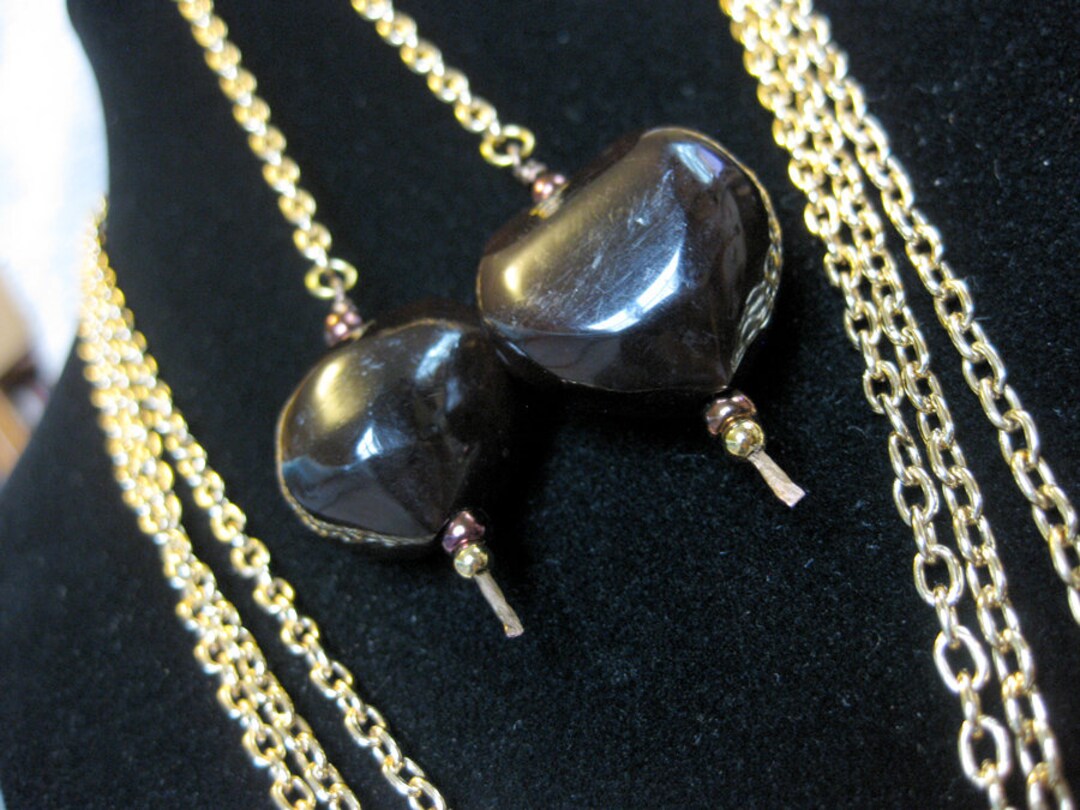 Reiki Charged Gold Chained Kukui Nut Necklace and Earring Set Etsy