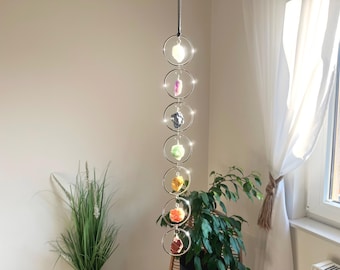 7 Chakra Crystal Suncatcher, Gemstone Wall Hanging, Spiritual Gift