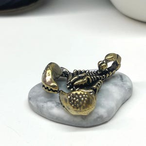 Brass Scorpion Figurine – Symbol of Protection , Transformation – 4 Stone & Marble Base Options