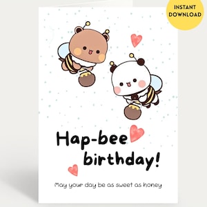 Hap-bee Geburtstag | Bubu Dudu - Karte zum Geburtstag | Glücklicher Bienen-Tag | Geschenk für Freund, Freundin, Mann, Frau, Ihn, Sie