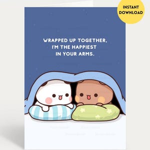 I'm The Happiest In Your Arms | Cute Anniversary Card | Gift for Boyfriend, Girlfriend, Husband, Wife, Him, Her - Bubu Dudu Bear