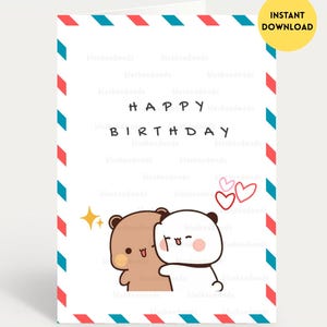 Bubu Dudu - Cute Birthday | Bear Illustration | Happy Birthday to You | Gift for Boyfriend, Girlfriend, Husband, Wife, Him, Her
