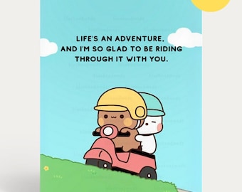 Bubu Dudu Anniversary Card: Adventure Motorcycle Ride (Digital Download)