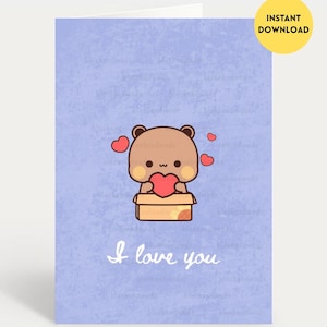 Bubu Dudu - Biglietto d'auguri carino "Ti amo" / Biglietto d'auguri carino per anniversario / Regalo per fidanzato, fidanzata, marito, moglie, lui, lei, orsetto Bubu Dudu