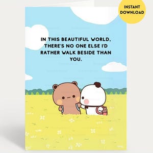 No One Else I'd Rather Walk Beside Than You| Cute Anniversary Card | Gift for Boyfriend, Girlfriend, Husband, Wife, Him, Her Bubu Dudu Bear