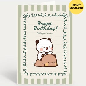 With You, Always | Bubu Dudu - Cute Birthday Card | Happy Birthday to You | Gift for Boyfriend, Girlfriend, Husband, Wife, Him, Her