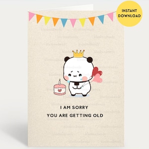 Cartão de aniversário engraçado: Sinto muito que você esteja envelhecendo | Feliz aniversário | Presente para namorado, namorada, marido, esposa, ele, ela - Bubu Dudu