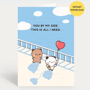 You By My Side, This Is All I Need | Cute Anniversary Card | Gift for Boyfriend, Girlfriend, Husband, Wife, Him, Her - Bubu Dudu Bear