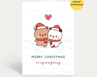 Biglietto di auguri di Buon Natale a tutto il mio partner / Biglietto di auguri carino per il mio partner Bubu Dudu / Regalo per fidanzato, fidanzata, marito, moglie
