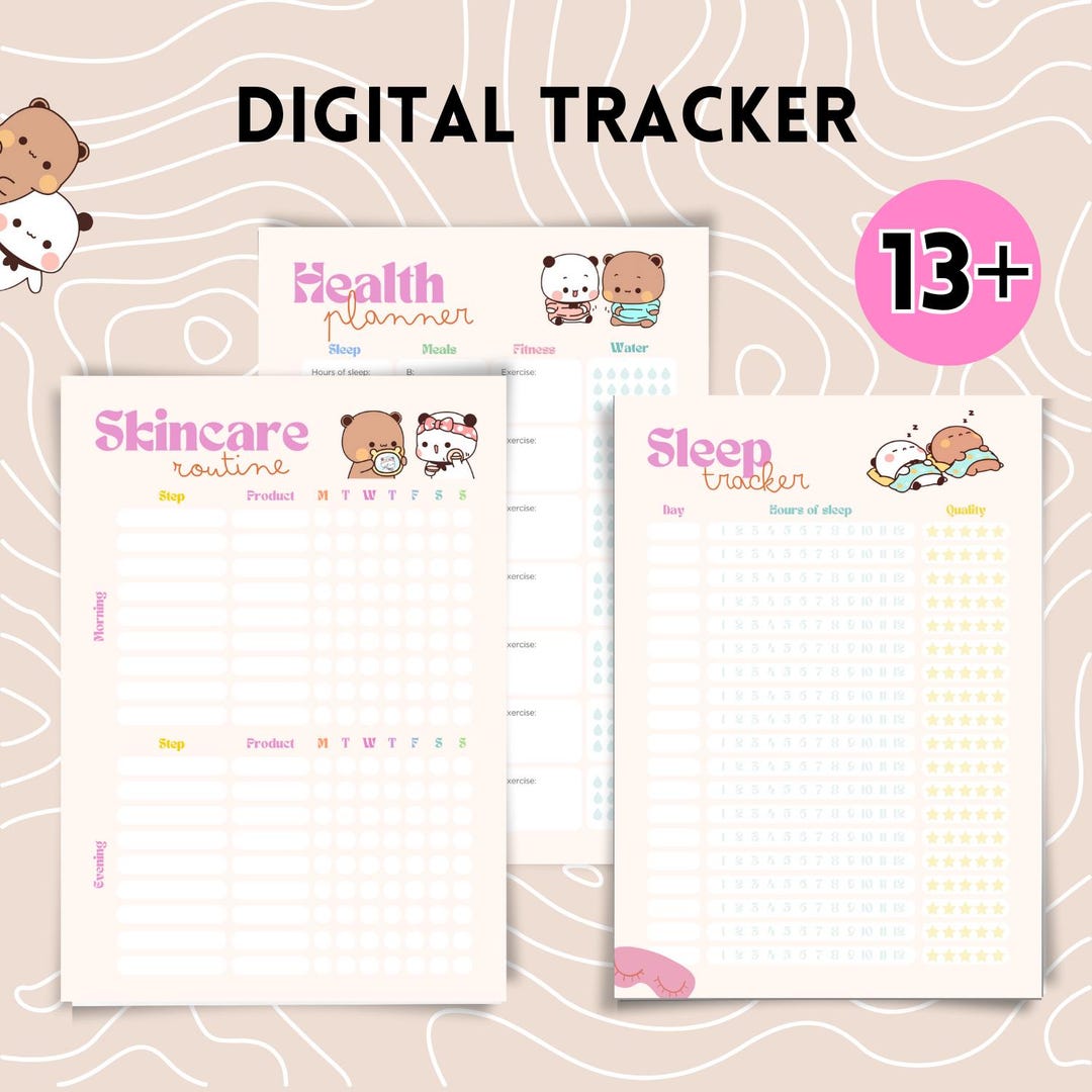 Bubu Dudu Digital Planner: Health, Sleep, Skincare Tracker (PDF & PNG ...
