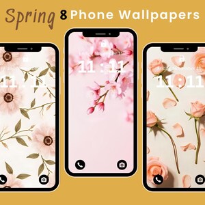 Fondos de pantalla florales para teléfono, fondo de pantalla de acuarela para iPhone, conjunto de fondos de pantalla minimalistas para smartphone, fondo estético para iPhone, fondo de pantalla bohemio