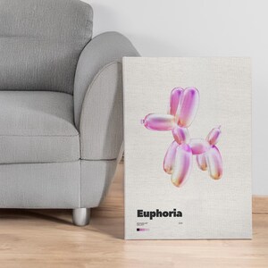Balloon Dog Modern Canvas Wall Art With Elegant Frame Options, Chrome Pink Euphoria Pop Art Print for Teen Bedroom or Office Decor