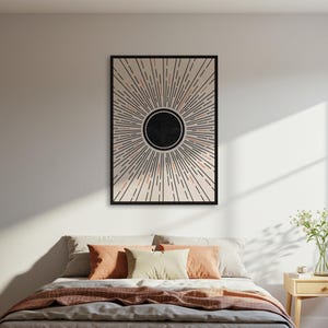 Abstract Sunburst Poster, Minimalist Geometric Wall Art Print, Mid Century Modern Decor, Framed Or Unframed Art, Contemporary Accent