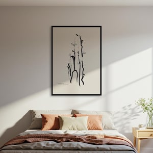 Minimalistisches abstraktes Pflanzenlinie Kunstplakat, schwarz-weiße Zeichnungssammlungs-Wand-Kunstdruck, moderne ästhetische Hauptdekoration, gerahmt oder ungerahmt