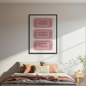 Good Times Ticket Poster, rosa Retro Kunst Plakatdruck, Vintage Eintrittswandplakat, nostalgisches Spaß-Grafik-Dekor-Plakat