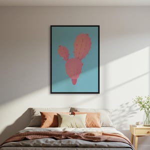 Rosa Kaktus Poster Kunstdruck, Bohemian Dekoration, Bohemian Dekoration, Botanisches Poster, Gerahmt oder ungerahmt