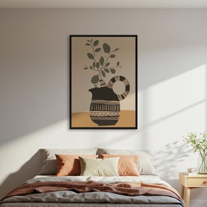 Póster de jarrón abstracto y botánico, arte mural minimalista, impresión inspirada en la naturaleza, decoración bohemia moderna, póster con o sin marco.