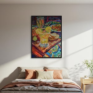 Margarita Mexican Food Poster Print, Colorful Still Life Painting, Vibrant Kitchen Bar Cart Decor Poster, Fiesta Lime Salsa Art