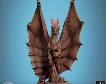 Miniatura de resina de 32 mm – Dragón legendario de oro metálico Talk / dnd / Pathfinder