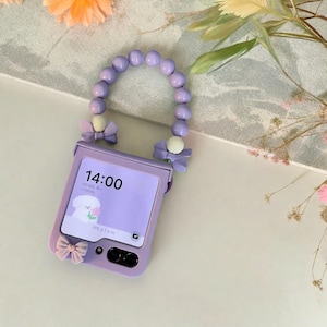 Pour Samsung Galaxy Z Flip 3 4 5 6 zflip5 zflip6 coque de téléphone mignon noeud bracelet chaîne charnière housse de protection