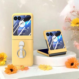 For Motorola Fashion Ring Design Glass Film with Case For Motorola Razr 50 Ultra 40 Holder PC Cover For Moto Razr 40 Ultra 40 Ultra