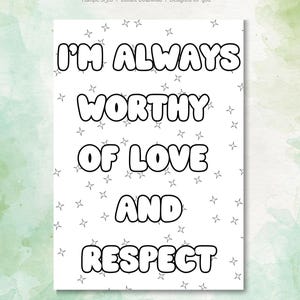 31 Buchstaben Affirmation Ausmalseiten für das Monthly Bullet Journal | Positive Zitate & motivierende Kunsttherapie | Alltagskreativität