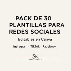 Pack de 30 Plantillas para Redes Sociales | Canva Editable | Instagram • TikTok • Facebook