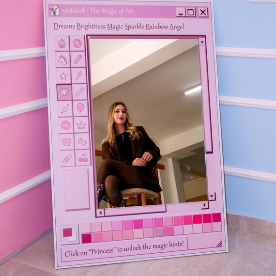 Pink Paint Mirror, Retro Paint Inspired Mirror,  Handmade Pixel Mirror, Pink Pixel Paint Mirror, Paint Mirror, Pink Mirror, Aesthetic Decor
