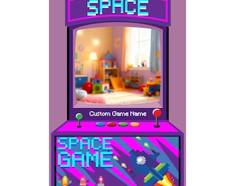 Space Game Arcade Cabinet Mirror - Pixel Art Gaming Room Decor - Retro Gaming Gift - Aesthetic Wall Mirror for Game Room - 80s 90s Nostalgia