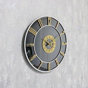 Luxury Mirror Wall Clock, Elegant Home Decor, Modern Wall Clock, Silent Wall Clock, Chic Timepiece,real mirror clock,Gold wall clock