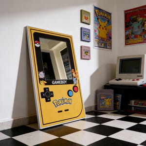 Retro Gamer Handheld Mirror - 90s Nostalgia Wall Decor - Colorful Gaming Room Mirror - Pocket Monster Inspired Art - Unique Gift for Gamers