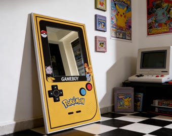 Retro Gamer Handheld Mirror - 90s Nostalgia Wall Decor - Colorful Gaming Room Mirror - Pocket Monster Inspired Art - Unique Gift for Gamers