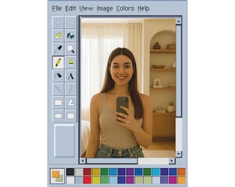 Specchio ispirato alla pittura retrò di Windows, decorazione pixel nostalgica
