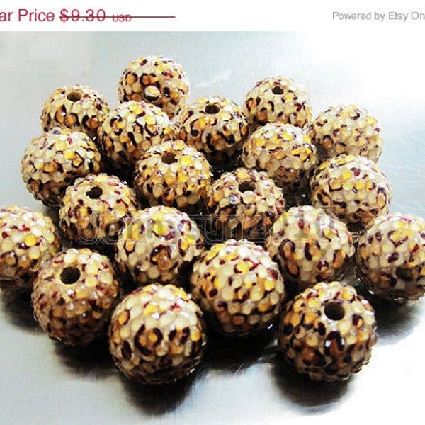 50% OFF Sale Cheetah print New 2012  (22mm)  Basketball wives earrings  Rhinestone Resin Balls Beads