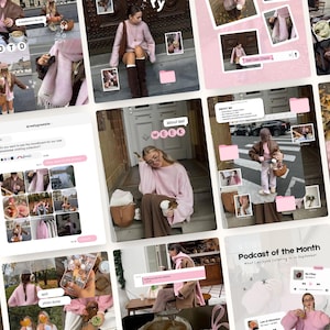 Trendy iOS Core Instagram Content Creator Templates, Digital Marketing Posts, Aesthetic Scrapbook, UGC Pink Instagram Posts Kit, SMM Viral