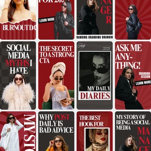 Red Black Aesthetic Reel Cover Templates, Luxury Passive Income, Online Business, Digital Marketing, Social Media Agency, Faceless UGC Style