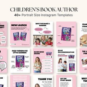 Modèles Instagram d'auteur enfant | Kit promotionnel de lancement de livre Canva | Réseaux sociaux auto-publiés | Article d'auteur pour enfants | Marketing du livre
