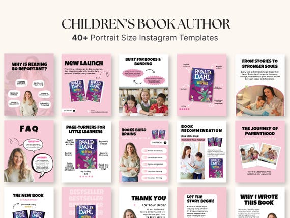 Child Author Instagram Templates | Canva Book Launch Promo Kit | Self-Publish Social Media | Kids Author Post | Book Marketing
