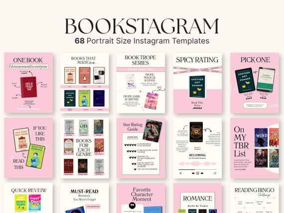 Bookstagram Canva Template, Bookish Instagram Post, Authors, Bookstagrammers, Book Blogger, Influencers, Lover, Book Content Creator Kit