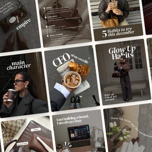 Brown Aesthetic Instagram Coaching Templates, Pinterest Inspired Trendy Canva Posts for Coaches, Content Creators, SMM, UGC Modern Brand kit