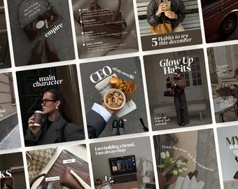 Brown Aesthetic Instagram Coaching Templates, Pinterest Inspired Trendy Canva Posts for Coaches, Content Creators, SMM, UGC Modern Brand kit