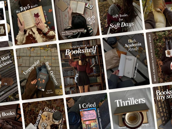 Aesthetic Bookstagram Canva Templates, Booktok Instagram Post, Trendy, Pretty Bookstagram Bundle, Bookish Social Media, Book Lovers, Authors