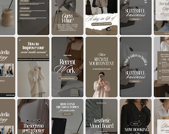30 ästhetische Instagram Reel Covers - gesichtslose, luxuriöse Vorlagen für Social-Media-Manager oder Ersteller von Inhalten | Dunkler & Minimal UGC Stil