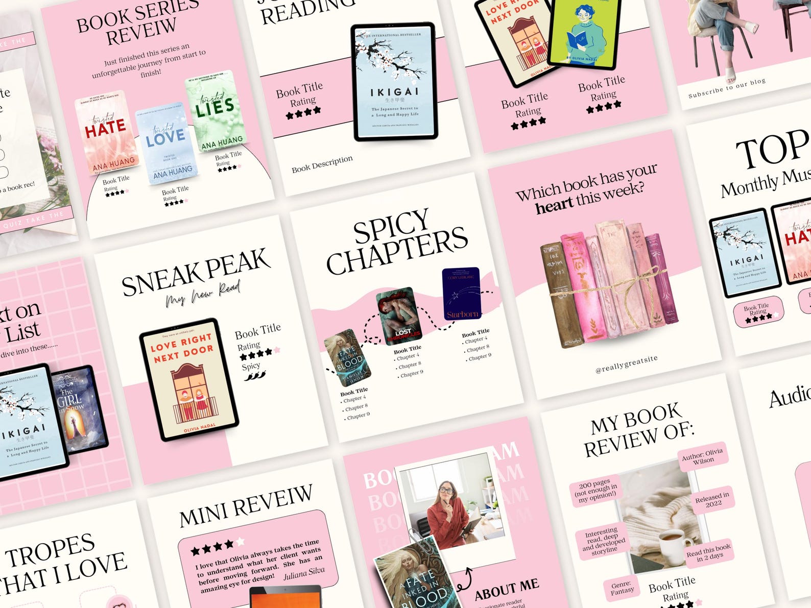 Bookstagram Canva Template, Bookish Instagram Post, Authors ...