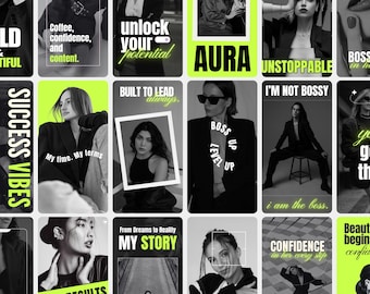 Bold Instagram Reel Cover, Aesthetic Story Template für Social Media Player, Content Ersteller, Coaches Dark Minimal UGC Style, Boss Girl SMM