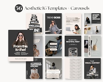 Aesthetic Carousel Templates for SMM Instagram, Minimal Canva Instagram Templates for Social Media Manager, Personal Brand, Content Creators