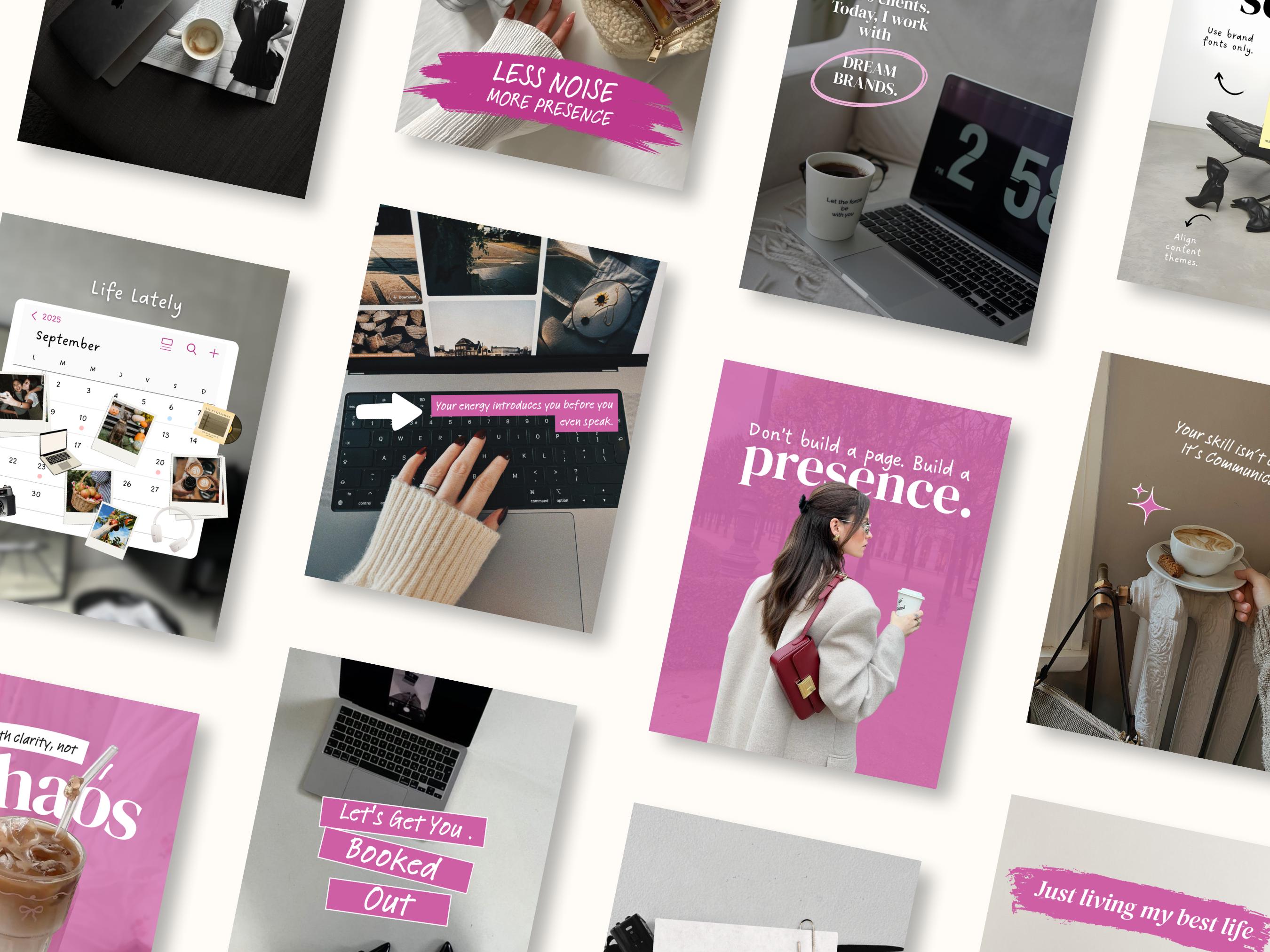 Modern Aesthetic Canva Instagram Templates, Trendy Scrapbook Pink ...