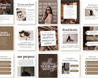 Luxury Neutral Instagram Templates for Social Media Managers, Personal Brand Kit for Coaches, Brand Strategist, Small Biz & IG Aesthetic SMM