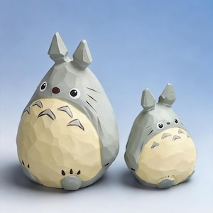 Hand Carved Wooden Totoro Figurine, Studio Ghibli Inspired Desk Sculpture, Totoro Ornament, Unique Gift for Anime Lovers, Home Decor Fans image 8
