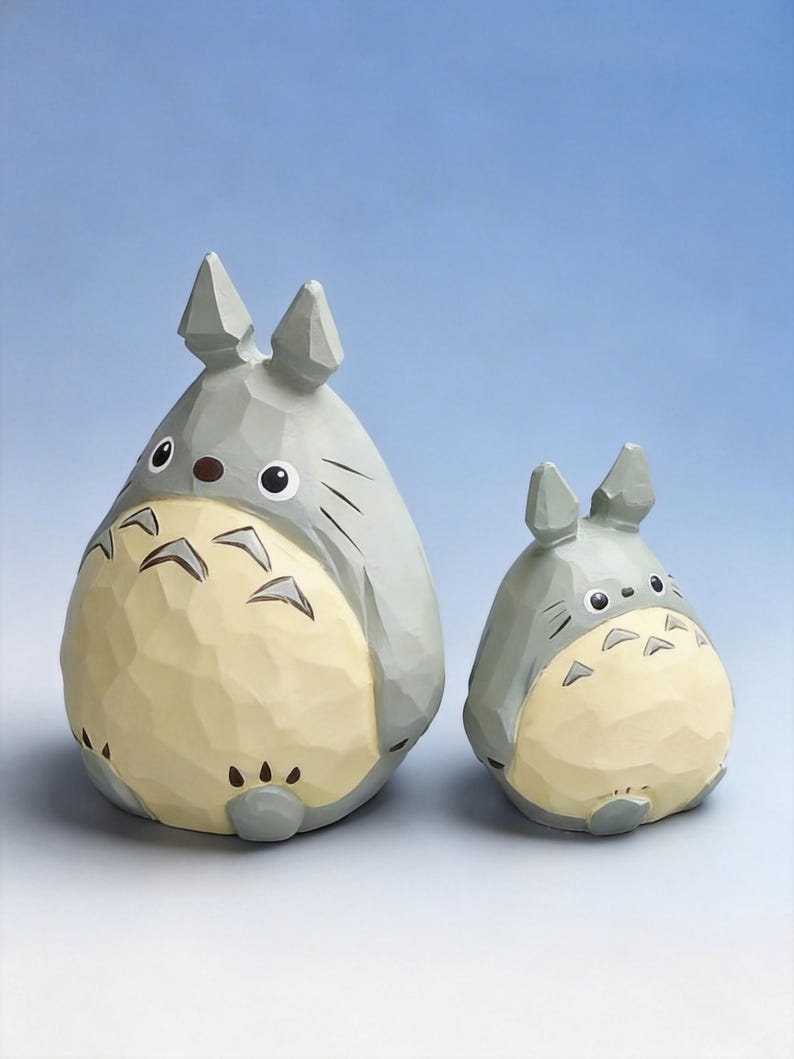 Hand Carved Wooden Totoro Figurine, Studio Ghibli Inspired Desk Sculpture, Totoro Ornament, Unique Gift for Anime Lovers, Home Decor Fans image 8